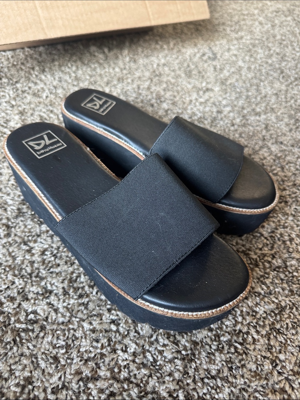 Black Platform Slide Sandals by